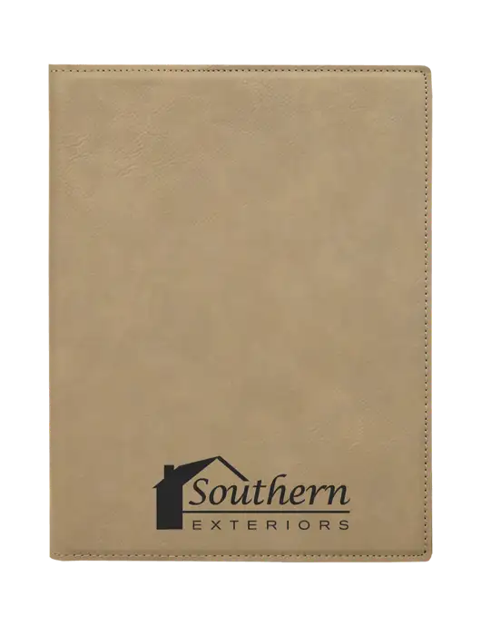 Tan Leatherette 7 x 9 Portfolio with Notepad w/Southern Exteriors Logo