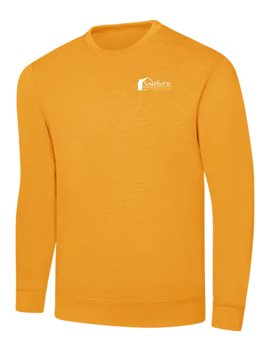 Gold 7.8 oz Ring Spun Crew Sweatshirt
 w/Southern Exteriors Logo