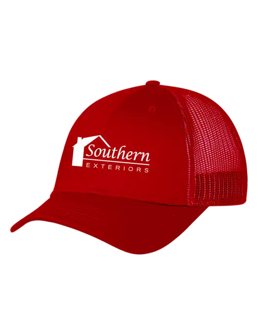 Red Mesh Trucker Cap Snap Back w/Southern Exteriors Logo