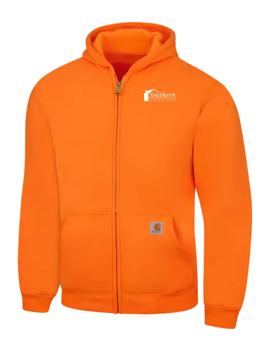 Carhartt Neon Orange Midweight Hooded Zip-Front Sweatshirt w/Southern Exteriors Logo
