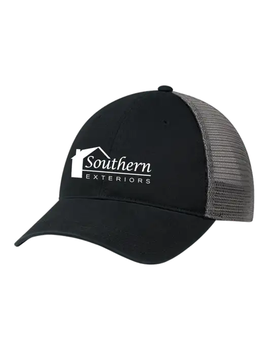 Richardson 111 Garment Washed Trucker Cap Black w/Charcoal Mesh w/Southern Exteriors Logo