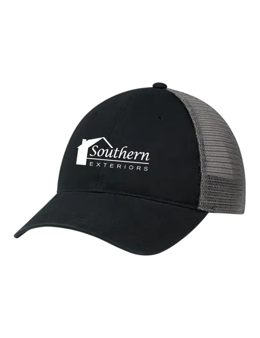 Richardson 111 Garment Washed Trucker Cap Black w/Charcoal Mesh w/Southern Exteriors Logo