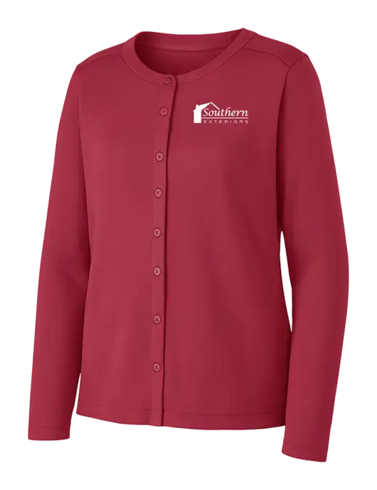 Rich Red Womens Concept Stretch Button-Front Cardigan Sweater w/Southern Exteriors Logo