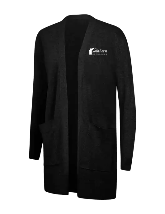 Mercer+Mettle Womens Black Open Front Cardigan Sweater w/Southern Exteriors Logo