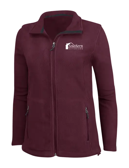 Womens Maroon Fleece Jacket w/Southern Exteriors Logo