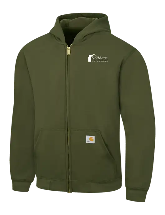 Carhartt Olive Green Midweight Hooded Zip-Front Sweatshirt w/Southern Exteriors Logo