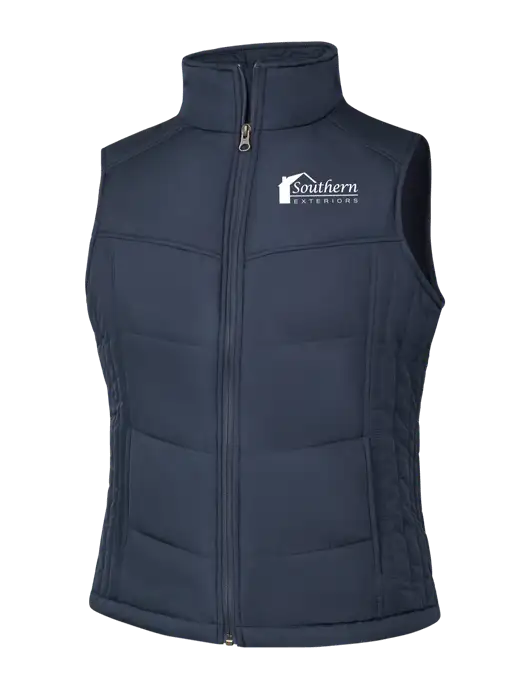  Womens Dark Slate/Black Puffy Vest w/Southern Exteriors Logo