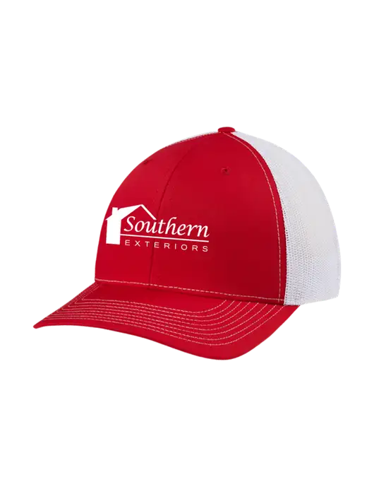 Richardson Adjustable Snapback Original 112 Trucker Cap Red w/White Mesh w/Southern Exteriors Logo
