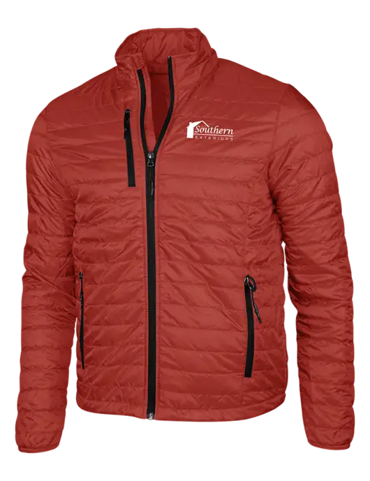 Dark Red Puffy Packable Jacket w/Southern Exteriors Logo