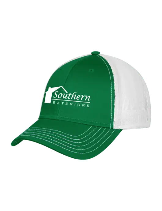 Kelly & White Mesh Trucker Cap Snap Back w/Southern Exteriors Logo