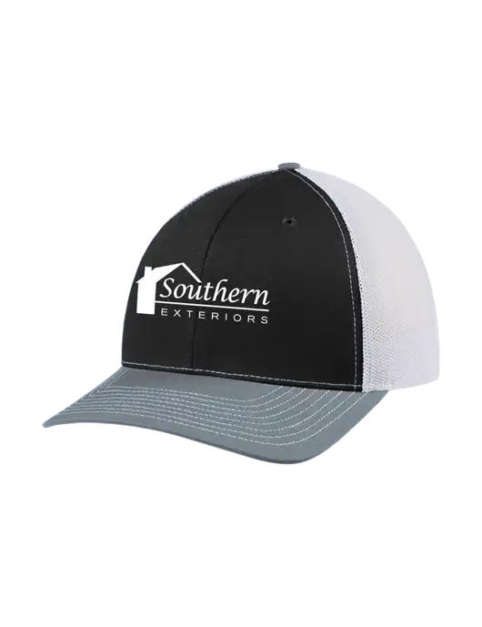 Richardson Adjustable Snapback Original 112 Trucker Cap Black/Light Heather Grey/White Mesh w/Southern Exteriors Logo
