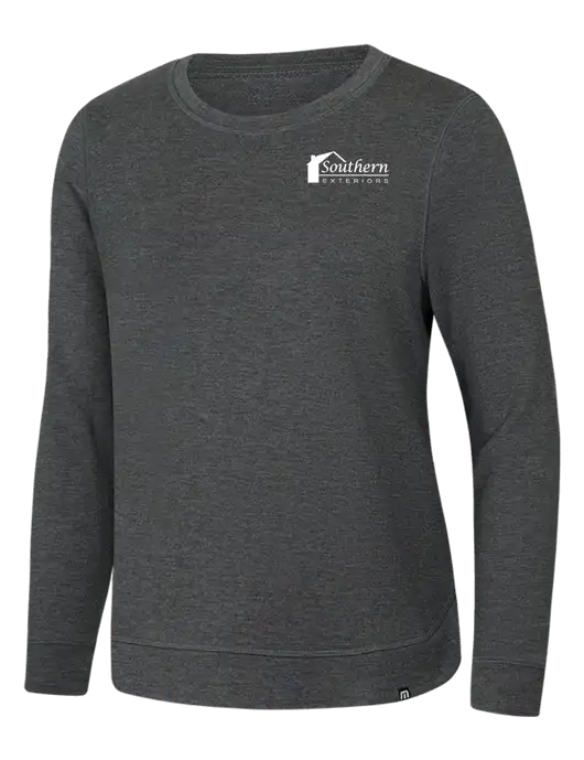 TravisMathew Womens Dark Grey Heather Lightweight Long Weekend Crew w/Southern Exteriors Logo