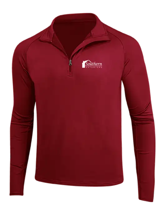 Red Sport Wick Stretch 1/4 Zip Pullover w/Southern Exteriors Logo