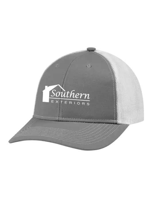 Snapback Ponytail Trucker Cap Light Medium Heather Grey w/White Mesh w/Southern Exteriors Logo
