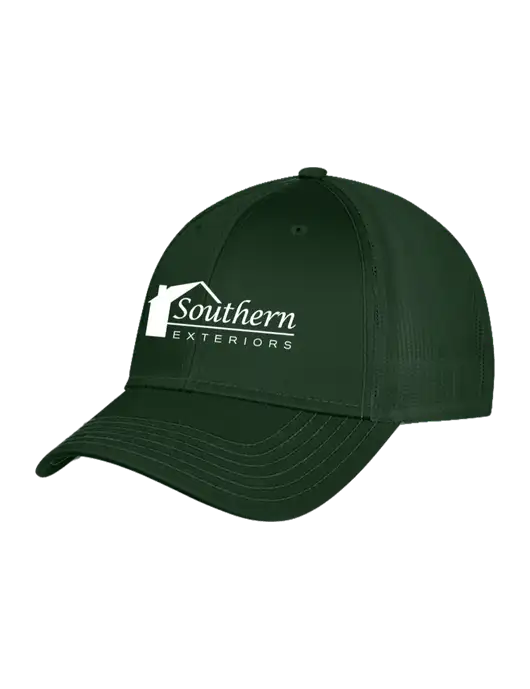 Dark Green Mesh Trucker Cap Snap Back w/Southern Exteriors Logo