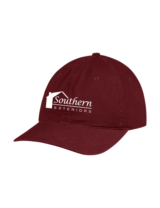 Garment Washed Unstructured Twill Maroon Cap w/Southern Exteriors Logo