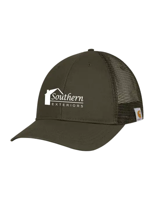 Carhartt Dark Olive Canvas Trucker Cap w/Southern Exteriors Logo