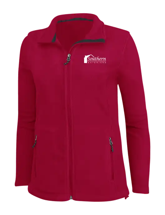 Womens Red Fleece Jacket w/Southern Exteriors Logo
