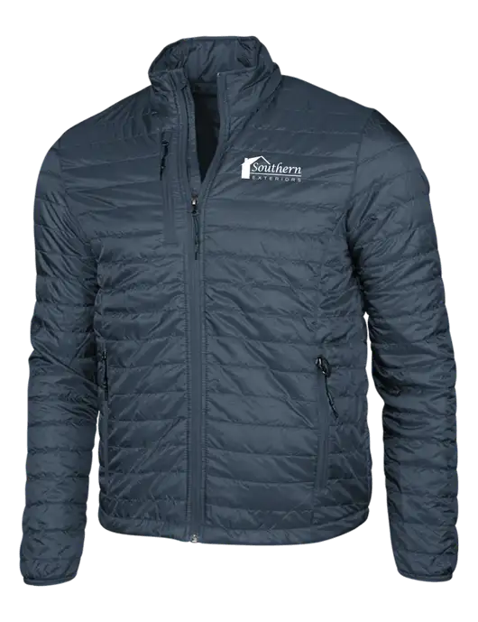 Navy Puffy Packable Jacket w/Southern Exteriors Logo
