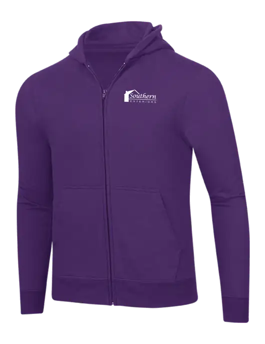 Purple 8.5 oz Ring Spun Zip Hooded Sweatshirt w/Southern Exteriors Logo