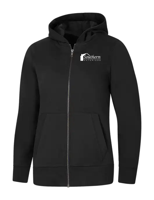 Womens Black Re-Fleece Full-Zip Hoodie w/Southern Exteriors Logo