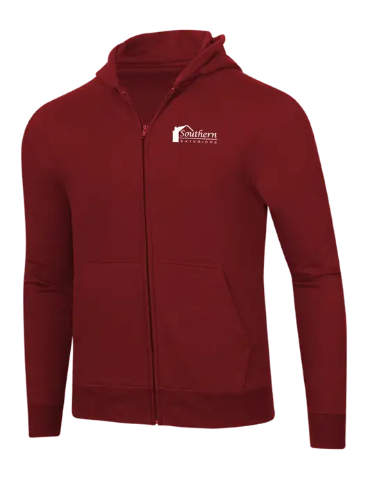 Cardinal 8.5 oz Ring Spun Zip Hooded Sweatshirt w/Southern Exteriors Logo