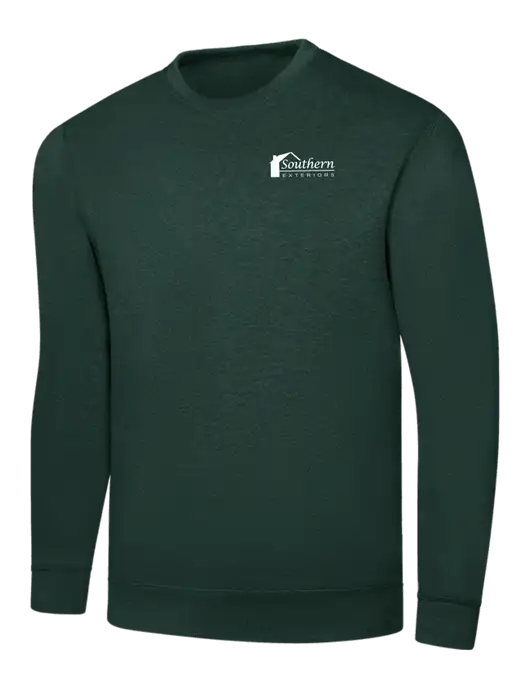 Dark Green 7.8 oz Ring Spun Crew Sweatshirt w/Southern Exteriors Logo