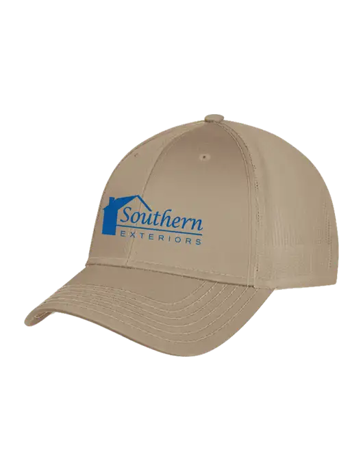 Khaki Mesh Trucker Cap Snap Back w/Southern Exteriors Logo