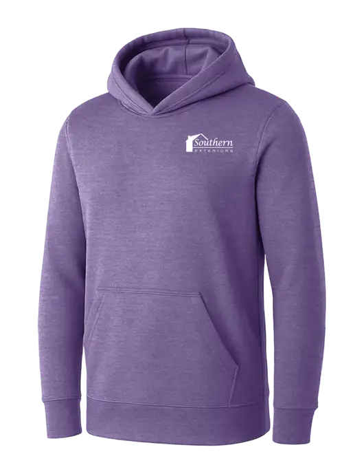 Womens Purple Heather Core Fleece Pullover Hooded Sweatshirt w/Southern Exteriors Logo