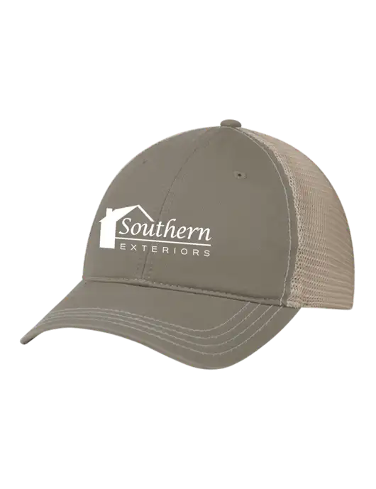 Richardson 111 Garment Washed Trucker Cap Medium Taupe w/Tan Mesh w/Southern Exteriors Logo