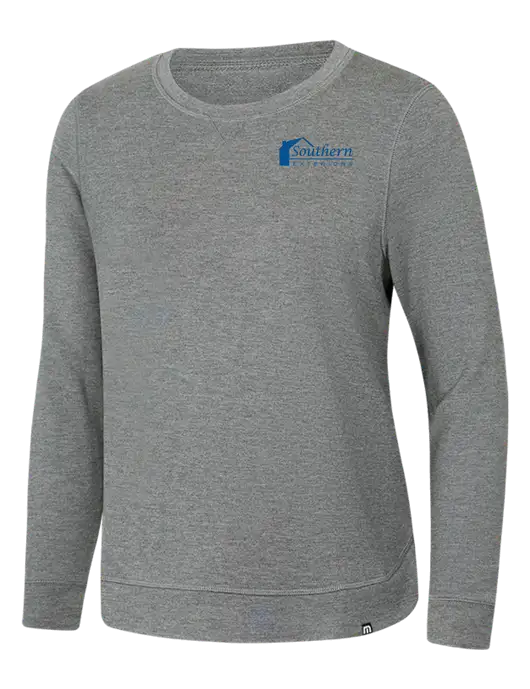 TravisMathew Womens Light Grey Heather Lightweight Long Weekend Crew w/Southern Exteriors Logo