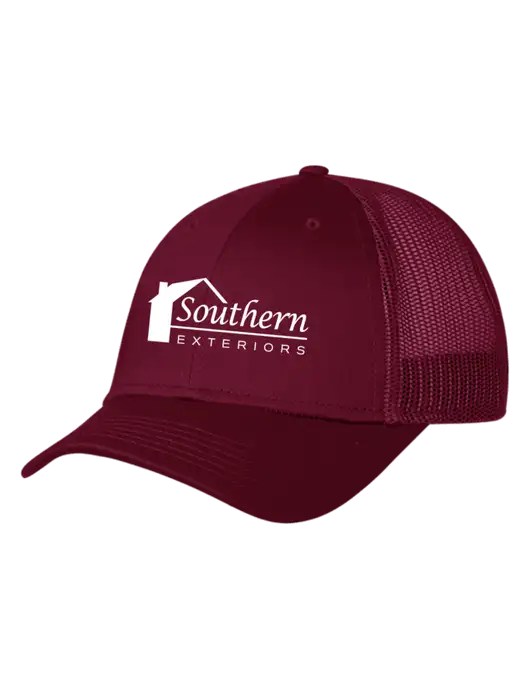 Maroon Mesh Trucker Cap Snap Back w/Southern Exteriors Logo