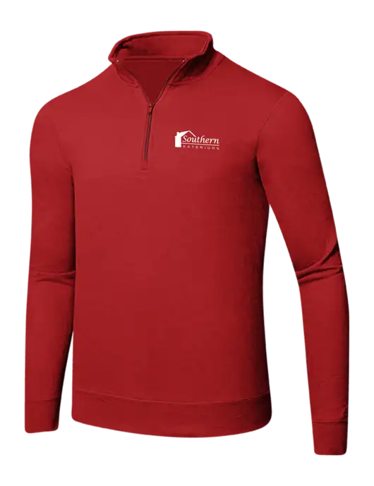 Bright Red 8.5 oz Ring Spun 1/4 Zip Pullover Sweatshirt w/Southern Exteriors Logo