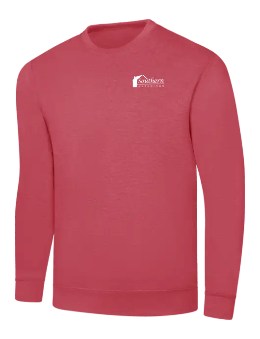 Heather Red 7.8 oz Ring Spun Crew Sweatshirt w/Southern Exteriors Logo