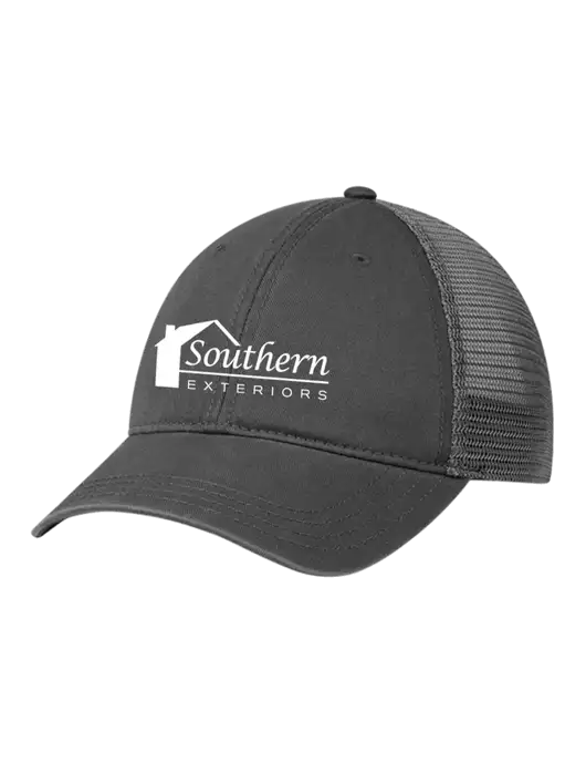 Richardson 111 Garment Washed Trucker Cap Charcoal w/Charcoal Mesh w/Southern Exteriors Logo