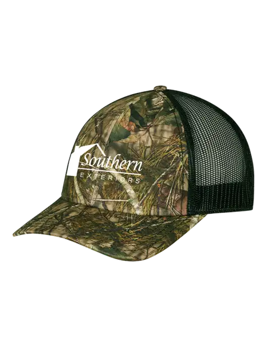 Mossy Oak Break Up Country/Black Mesh Trucker Cap w/Snap Back  w/Southern Exteriors Logo
