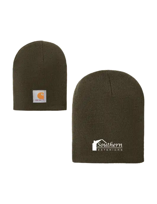Carhartt Dark Olive Green Acrylic Knit Hat w/Southern Exteriors Logo