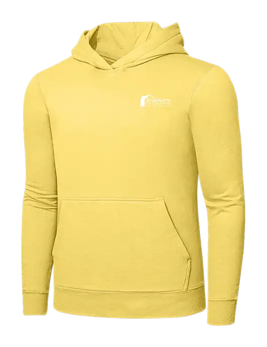 Light Yellow 7.8. oz Ring Spun Hooded Sweatshirt w/Southern Exteriors Logo