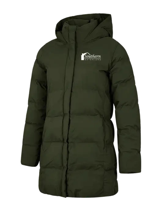 Mercer+Mettle Womens Dark Green Puffy Parka  w/Southern Exteriors Logo