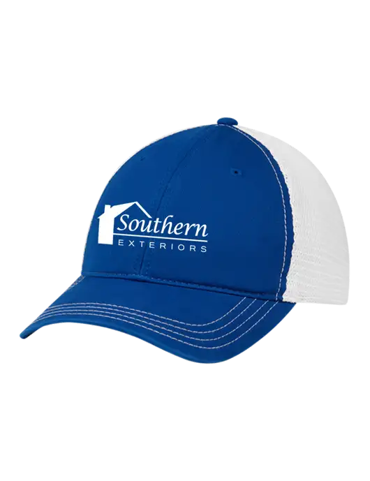 Richardson 111 Garment Washed Trucker Cap Royal w/White Mesh w/Southern Exteriors Logo