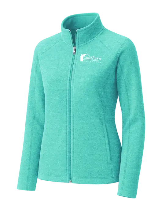 Aqua Green Womens Heather Microfleece Full-Zip Jacket w/Southern Exteriors Logo