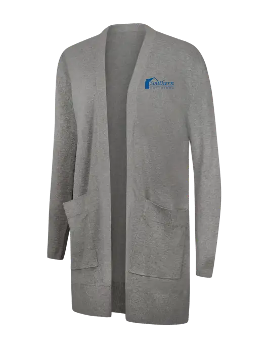 Mercer+Mettle Womens Light Grey Heather Open Front Cardigan Sweater w/Southern Exteriors Logo