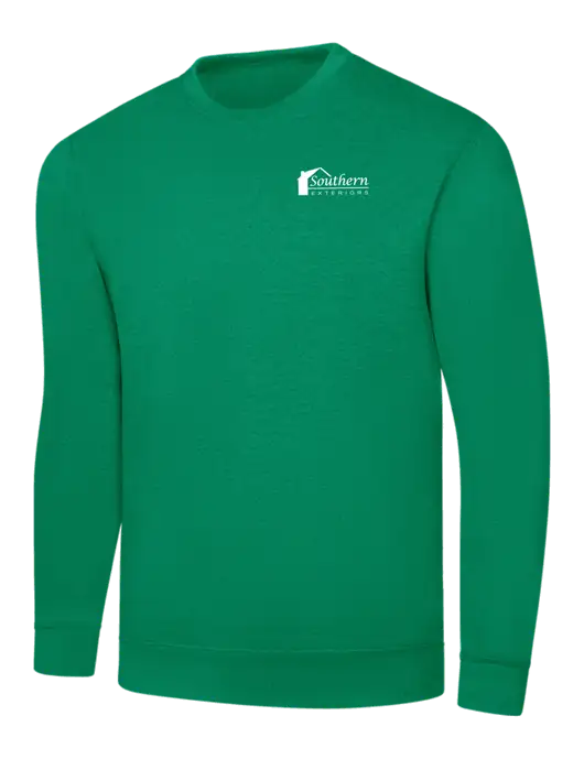 Kelly Green 7.8 oz Ring Spun Crew Sweatshirt w/Southern Exteriors Logo