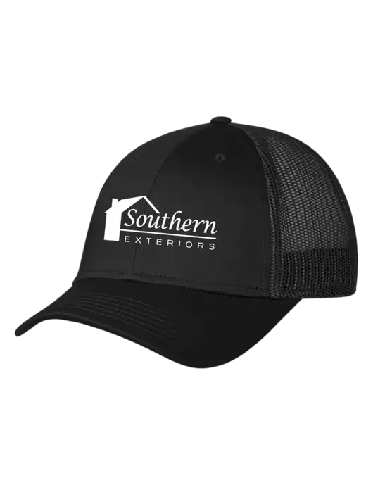 Black Mesh Trucker Cap Snap Back w/Southern Exteriors Logo