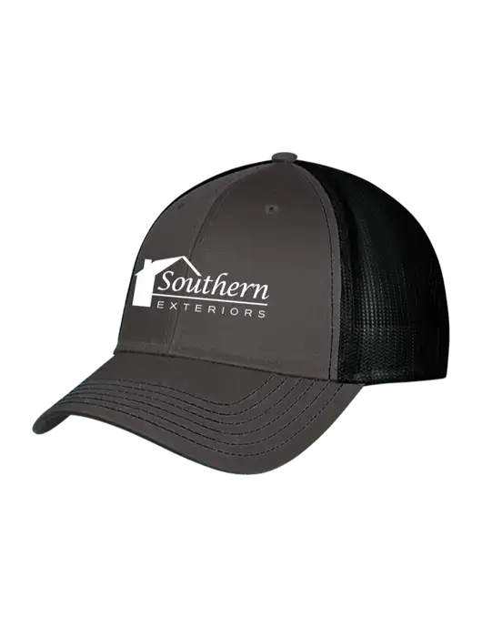 Charcoal & Black Mesh Trucker Cap Snap Back w/Southern Exteriors Logo