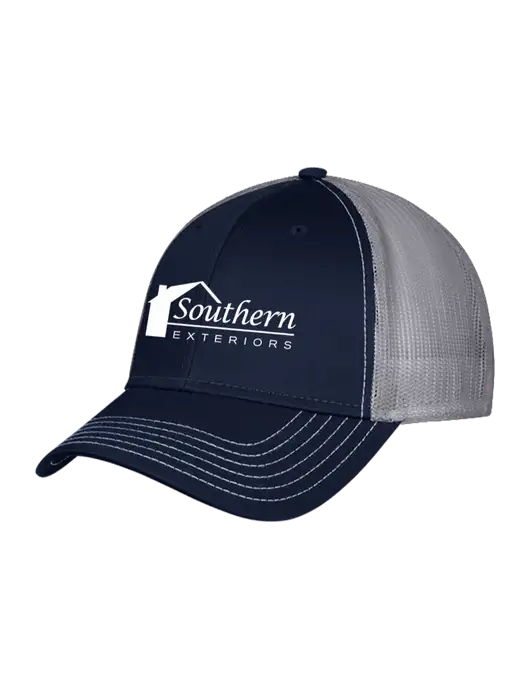Navy & Grey Mesh Trucker Cap Snap Back w/Southern Exteriors Logo