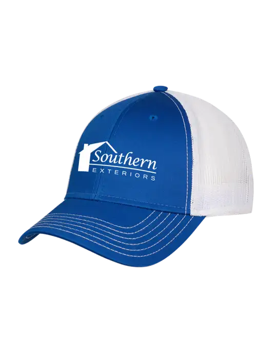 Royal/White Mesh Trucker Cap Snap Back w/Southern Exteriors Logo