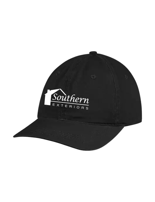 Garment Washed Unstructured Twill Black Cap w/Southern Exteriors Logo