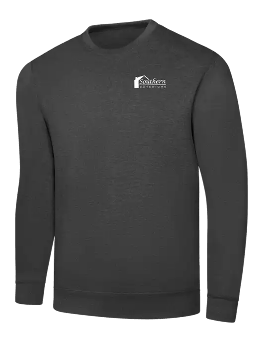Dark Heather Grey 7.8 oz Ring Spun Crew Sweatshirt w/Southern Exteriors Logo