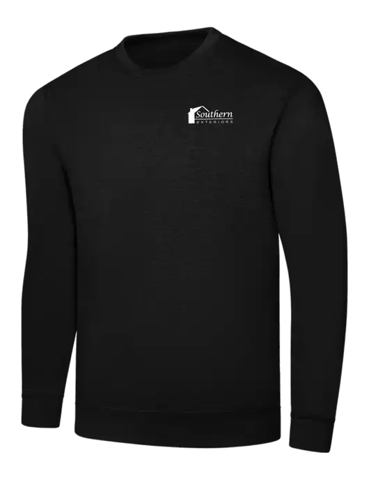Black 7.8 oz Ring Spun Crew Sweatshirt w/Southern Exteriors Logo
